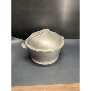 Vtg Guardian Ware Service Cast Hammered Aluminum 8” Round Roasting Pot & Lid